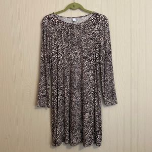 Casual Cheetah Print Long Sleeve Dress